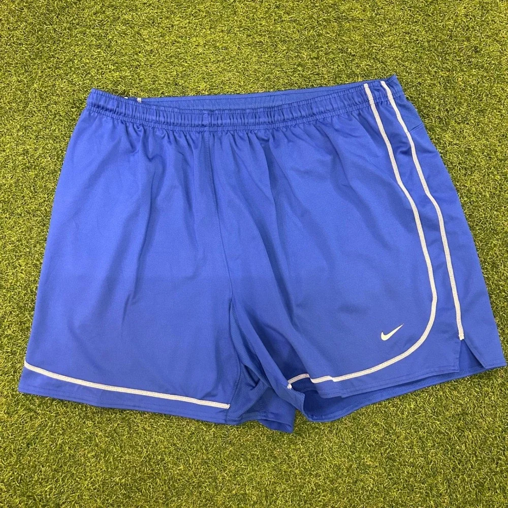Nike Team Fit Dry Running Short Men Large Blue White Piping Athletic Gym Workout